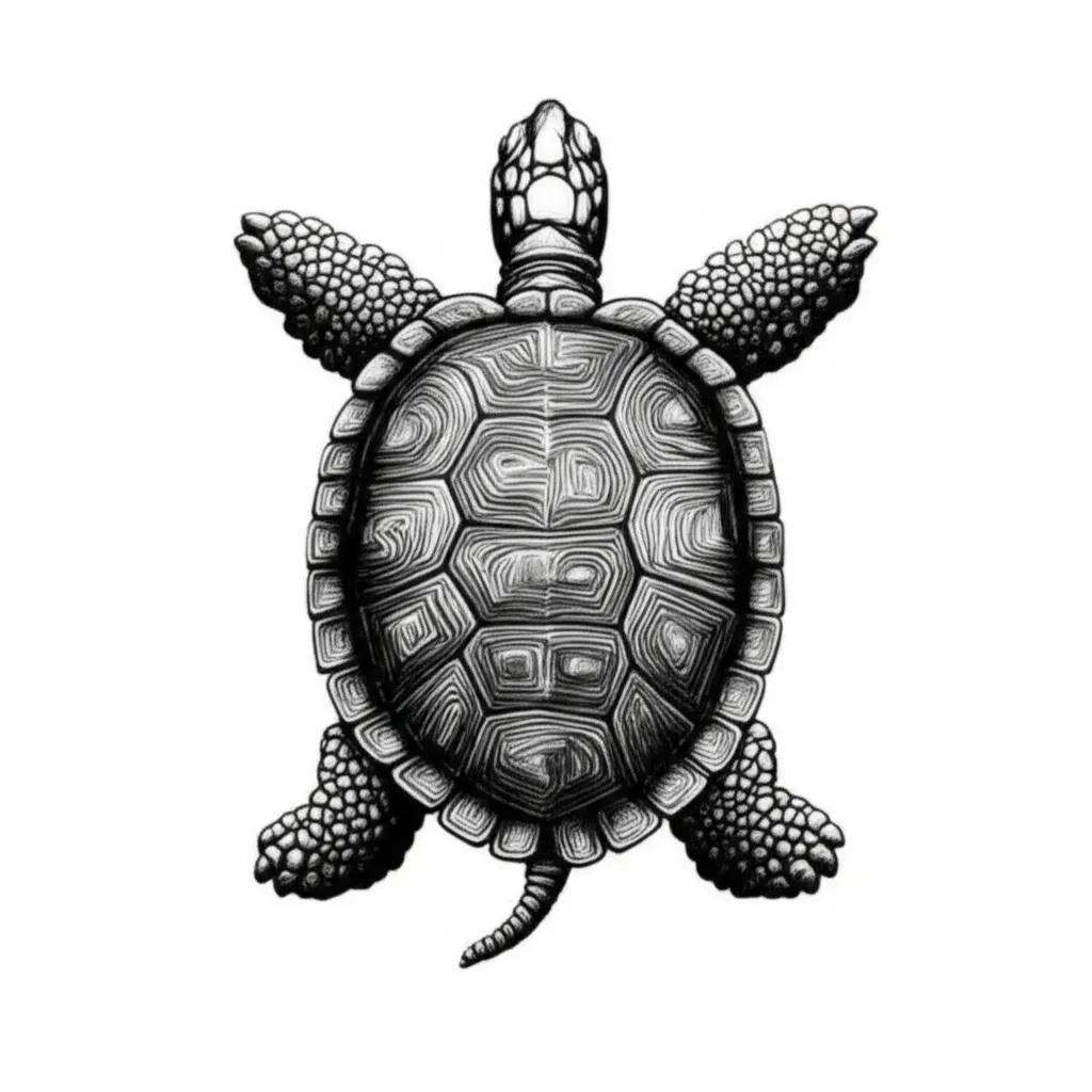 Intricate Illustrative Turtle Tattoo Design