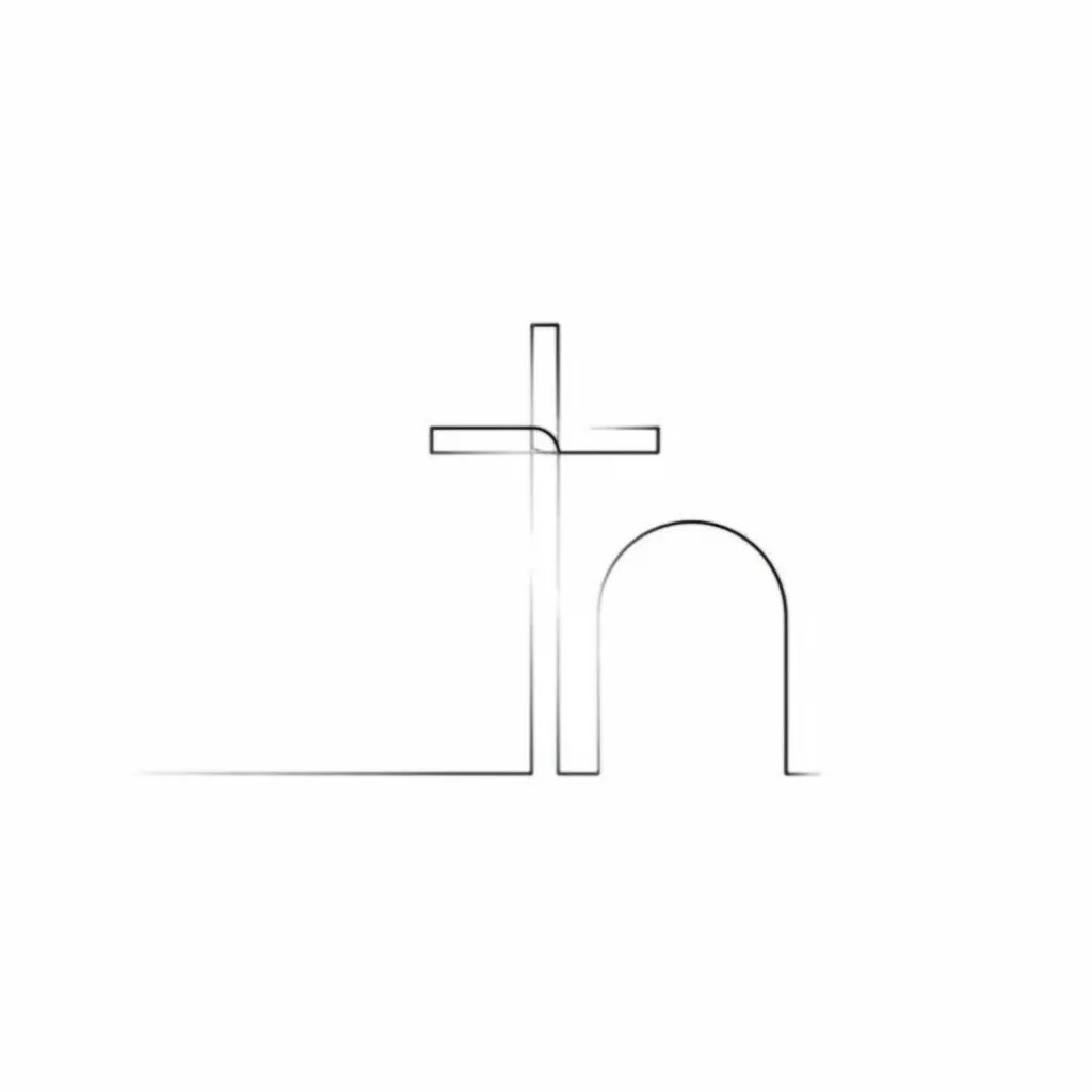 Minimalist Cross and Empty Tomb Tattoo Design
