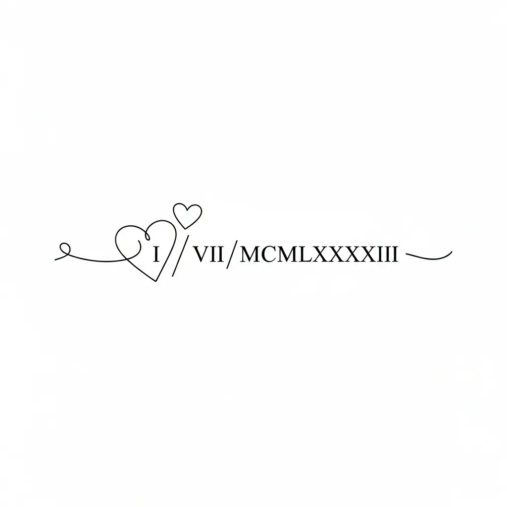 Minimalist Memorial Tattoo with Hearts and Roman Numeral Date