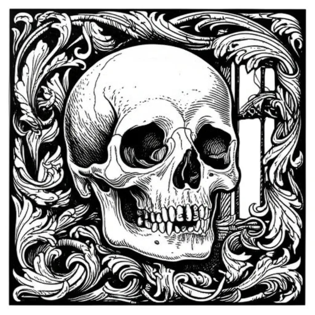Living to Die Gothic Skull Tattoo Design