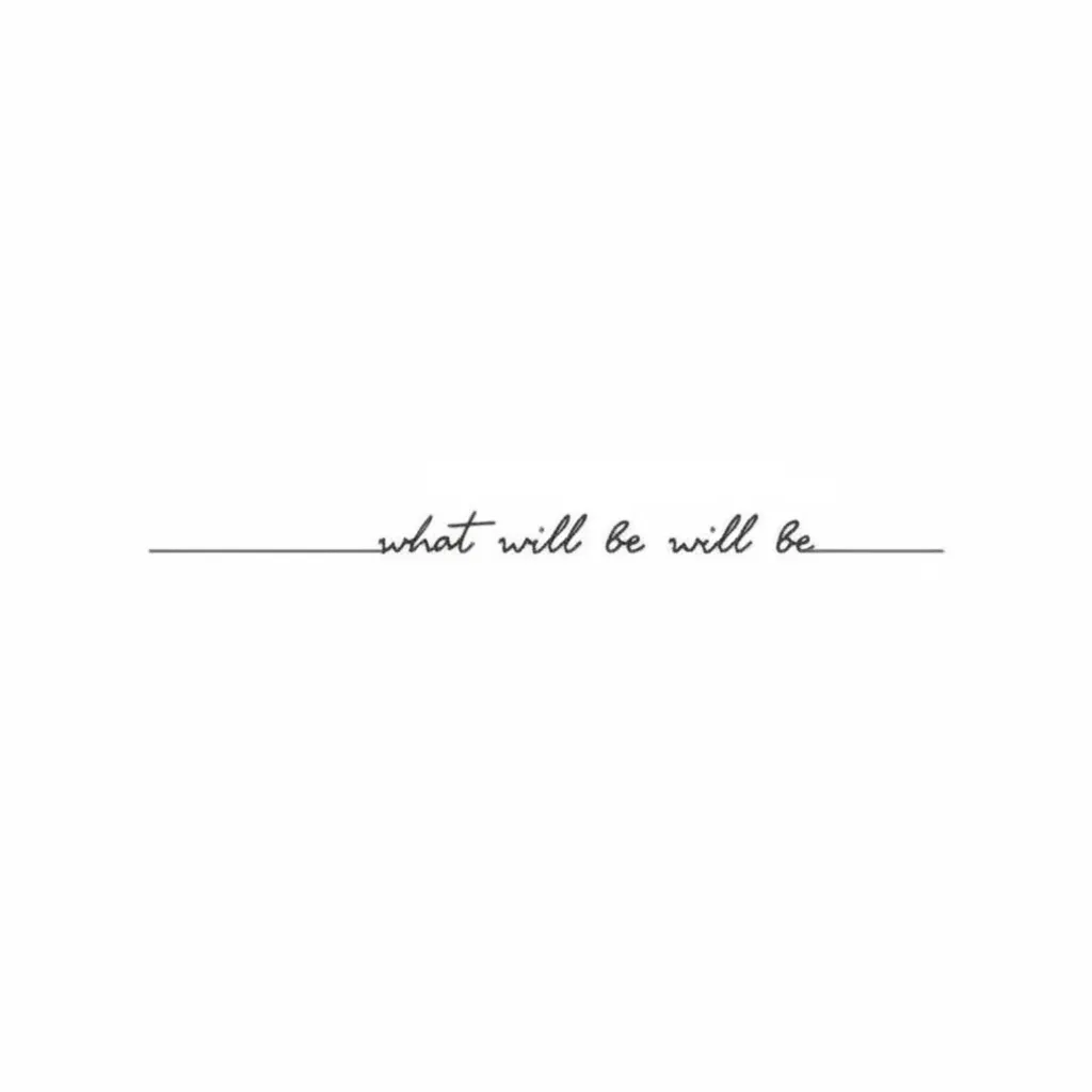 Minimalist 'What Will Be Will Be' Quote Tattoo Design