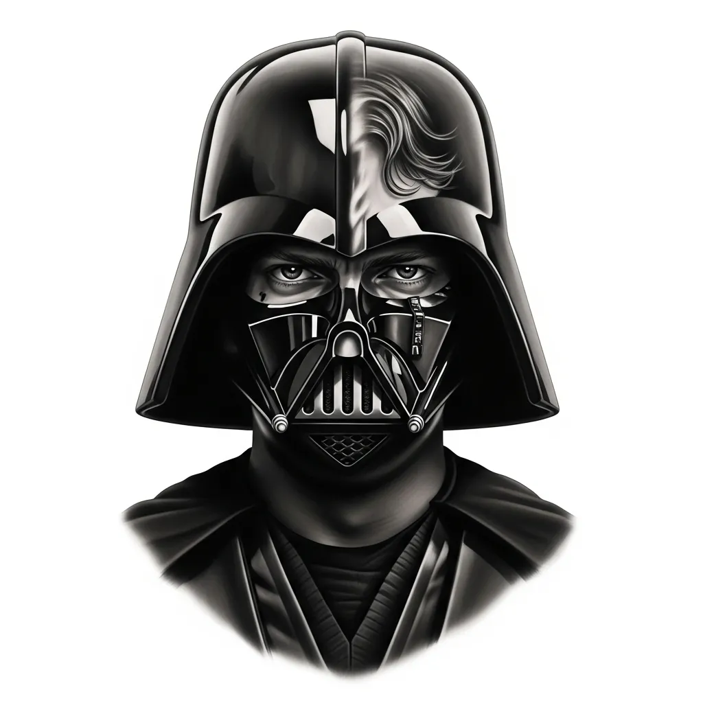 Realism Tattoo of Anakin Turning into Darth Vader