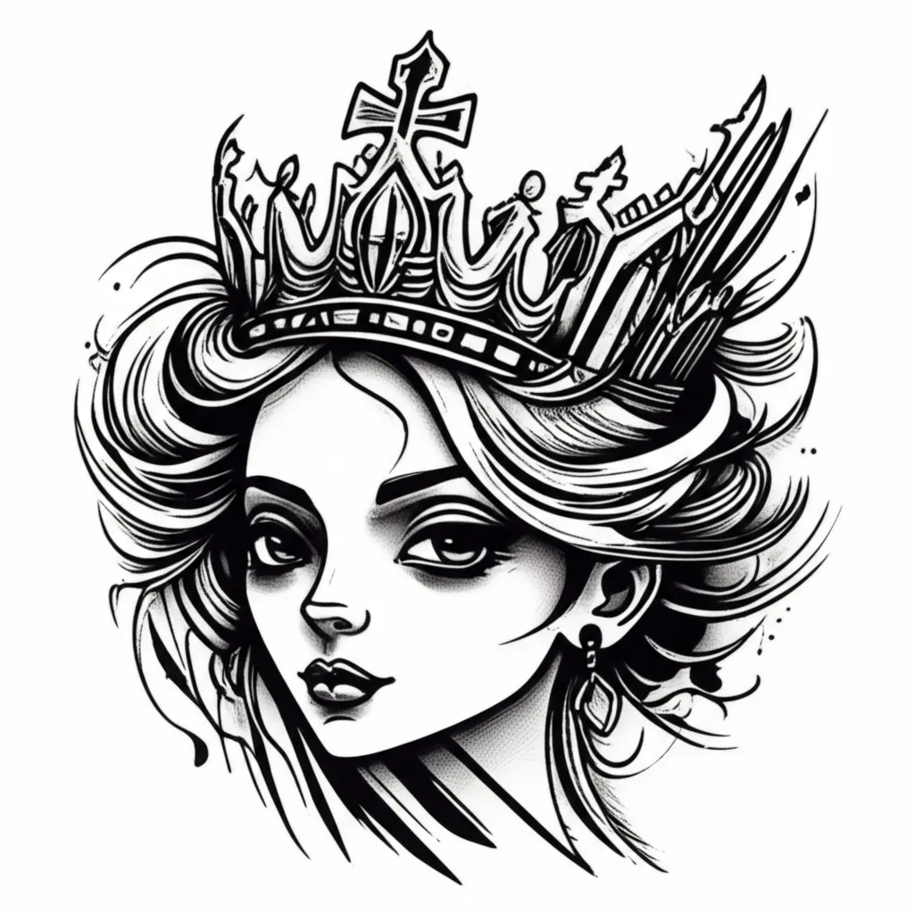 Graffiti Style Queen Tattoo Design