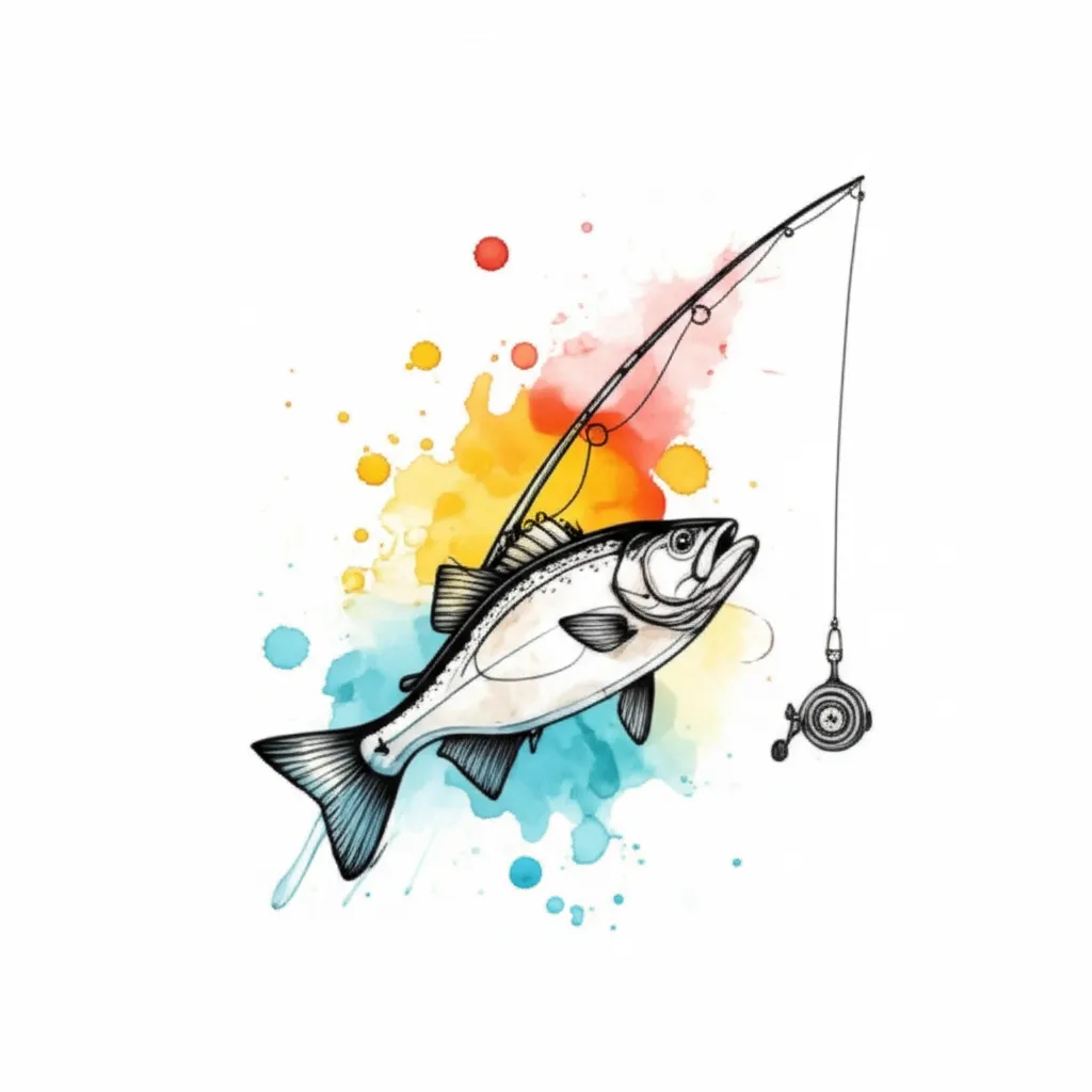 Simple Watercolor Fishing Tattoo to Honor a Grandad