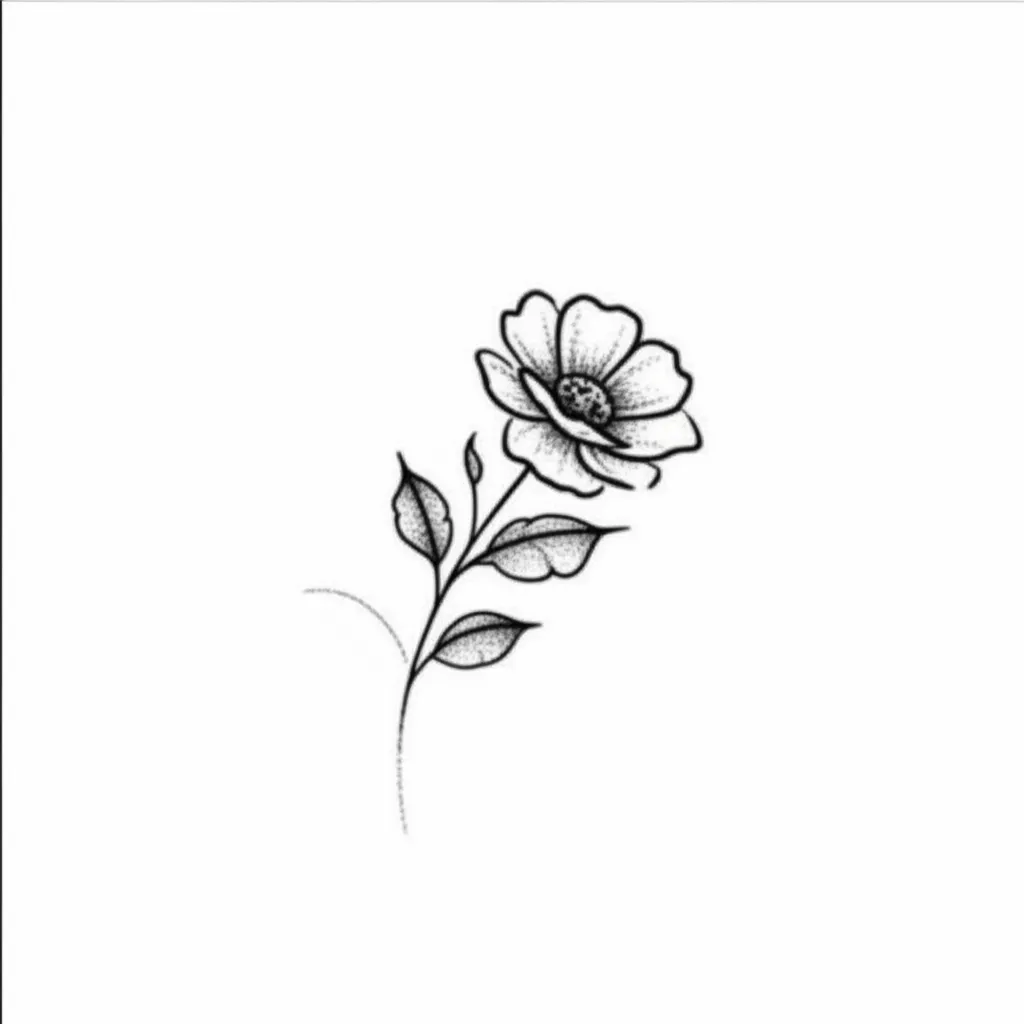 Delicate Fine Line Tiny Flower Tattoo Design