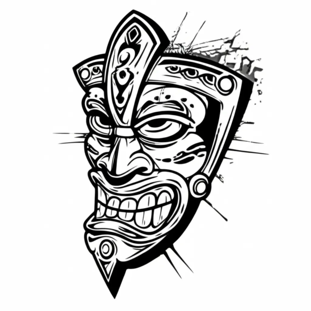 Graffiti Style Mask Tattoo Design