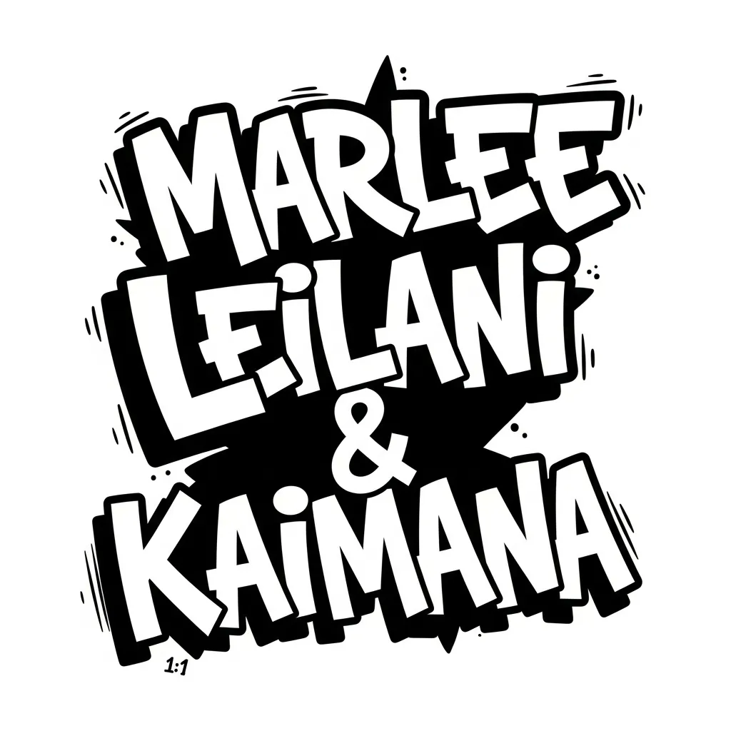 Graffiti Style Tattoo of Kids' Names Marlee, Leilani & Kaimana
