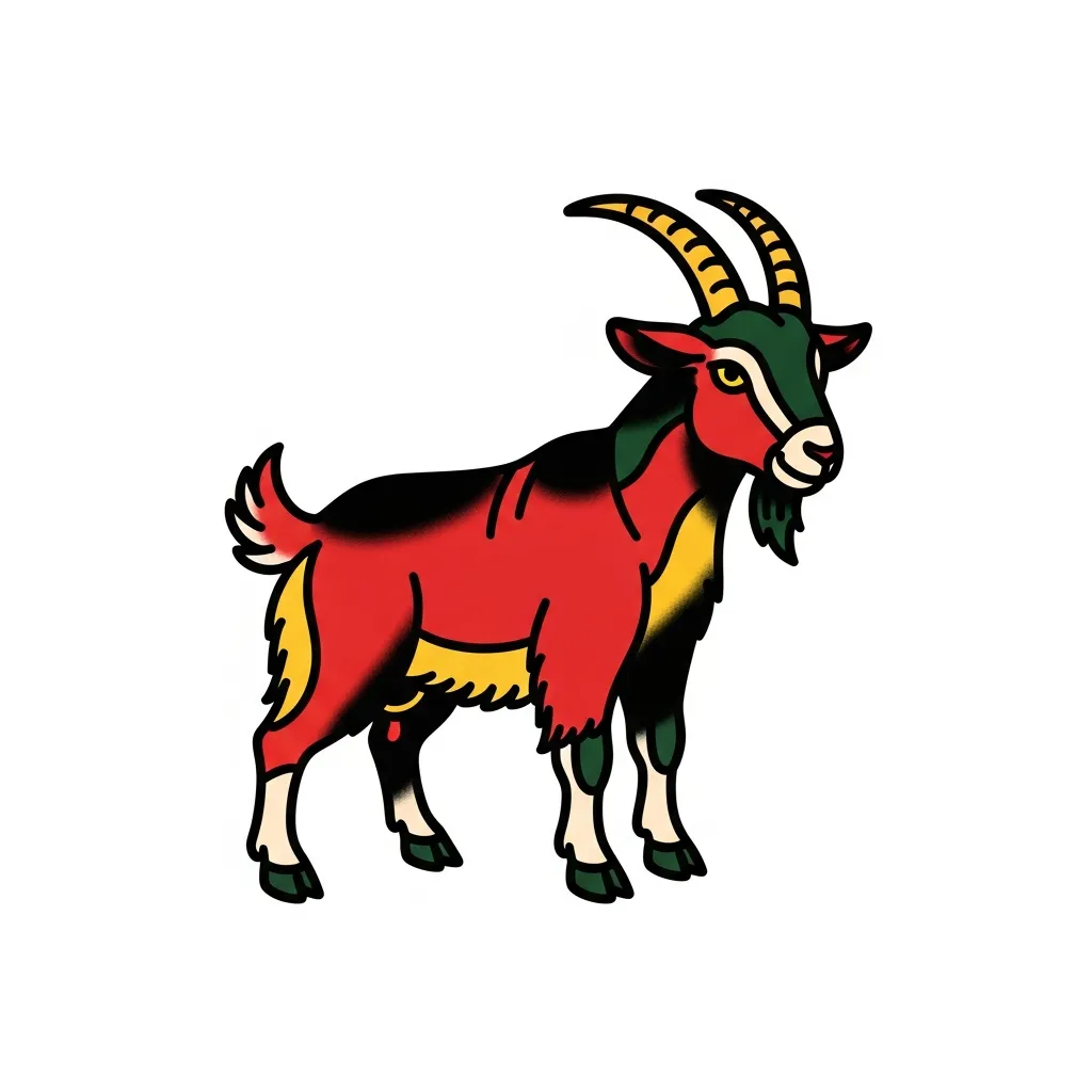Old School Goat Tattoo Design