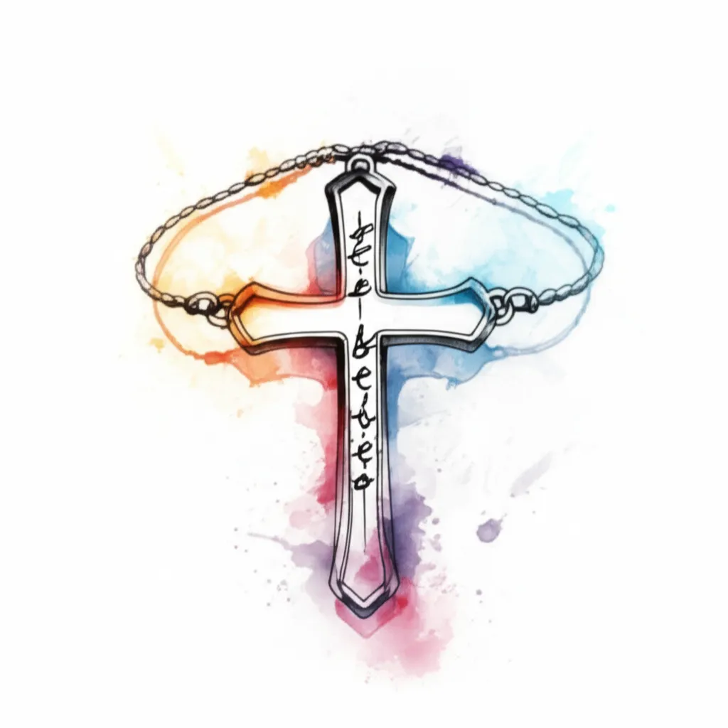 Watercolor Cross Believe Bracelet Tattoo Design Watercolor Cross Believe Bracelet Tattoo Design