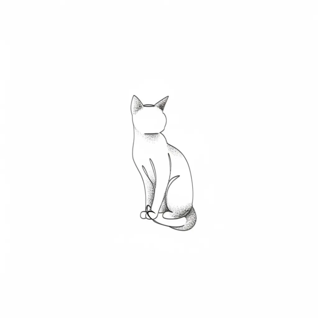 Minimalist Cat Outline Tattoo in Fine Line Style