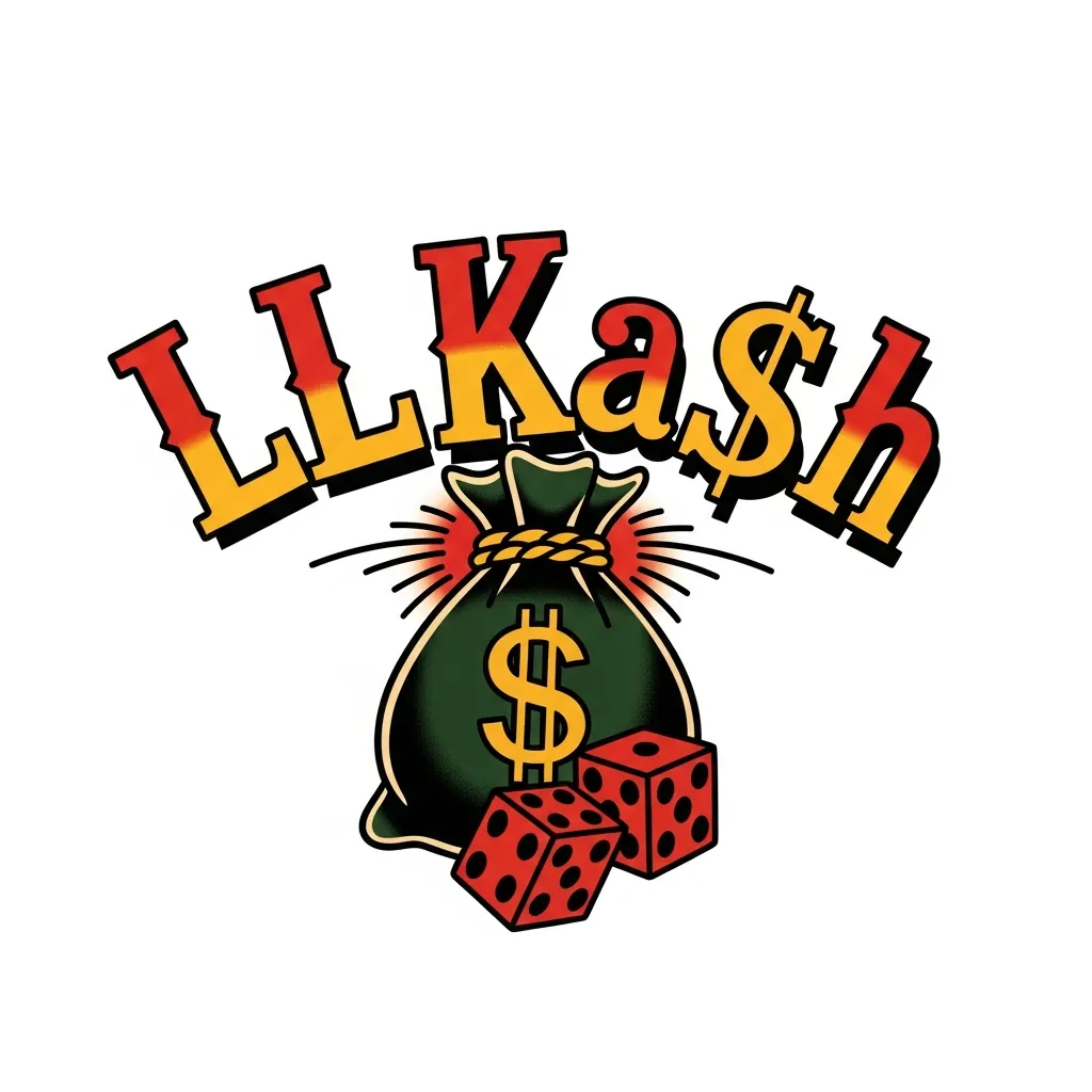 LLKa$h Tattoo with Money Bag and Dice in American Traditional Style