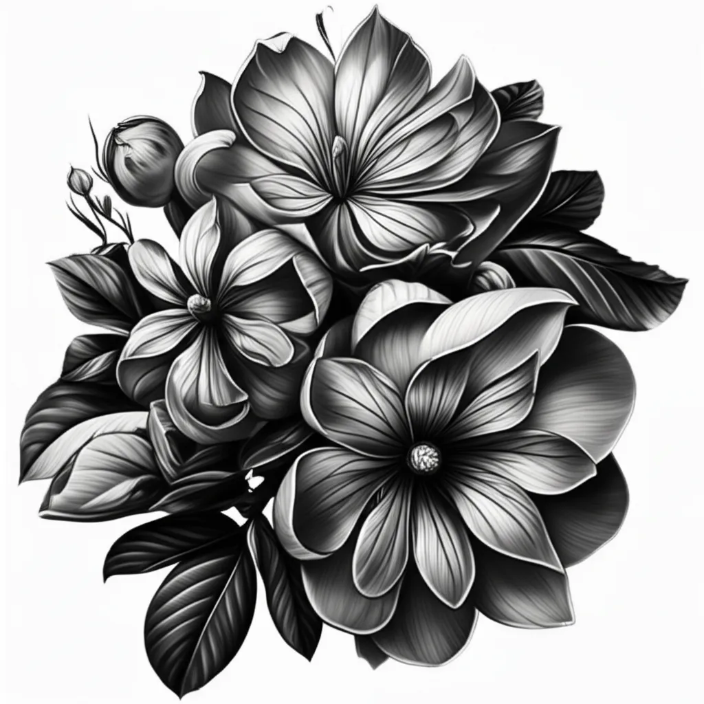Realism Tattoo Design Featuring Lupine and Lotus Flowers