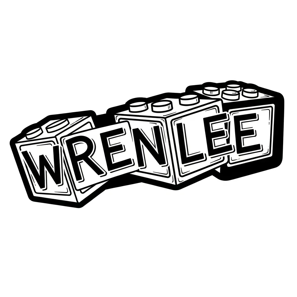 Wrenlee Name Engraved in Toy Blocks Graffiti Tattoo Design