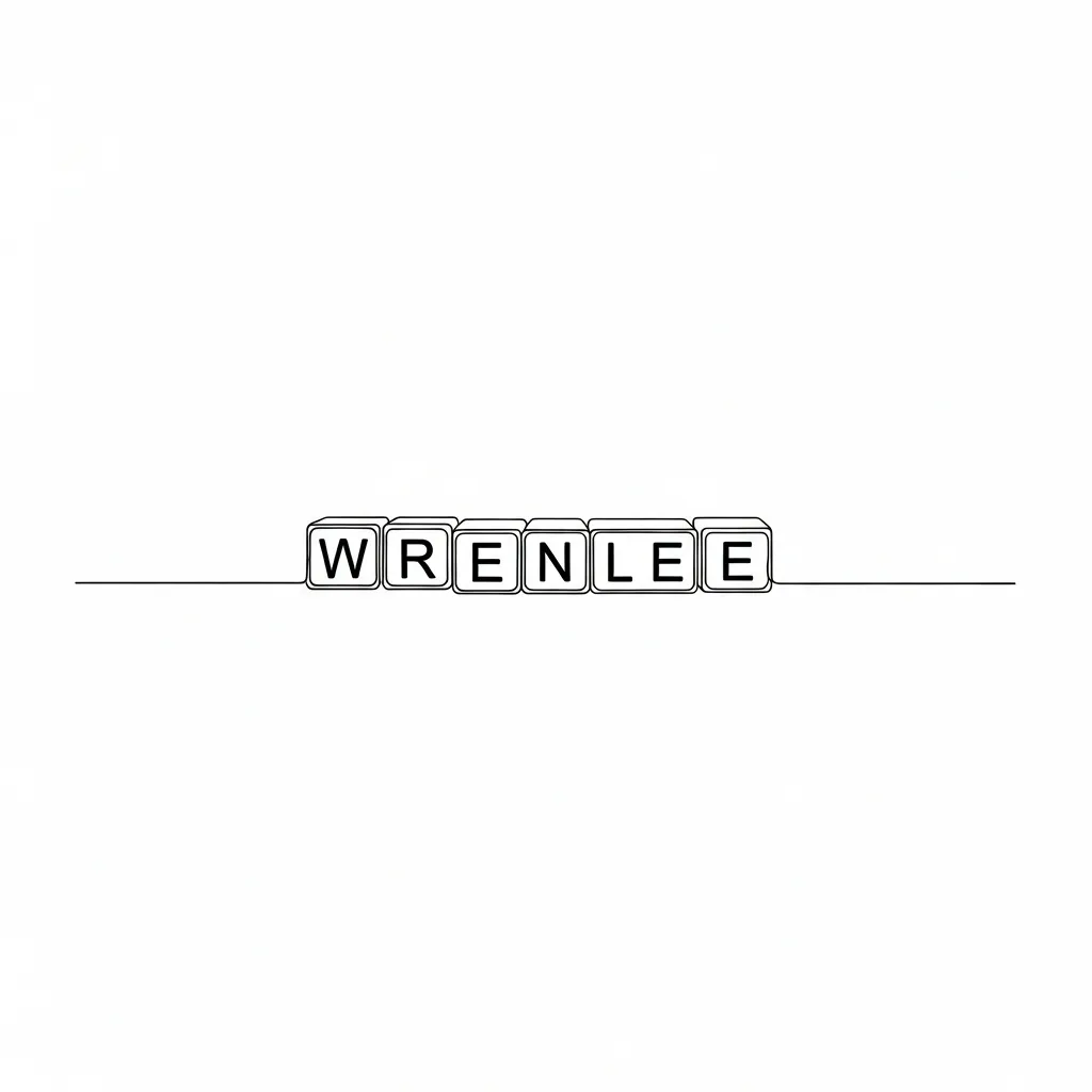 Minimalist Name Tattoo Featuring 'Wrenlee' Engraved in Toy Blocks
