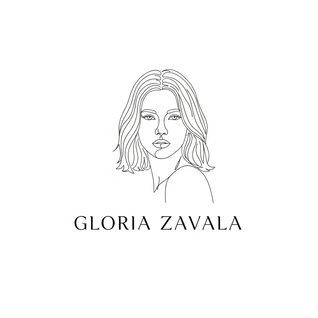 Minimalist Gloria Zavala Portrait Tattoo Design