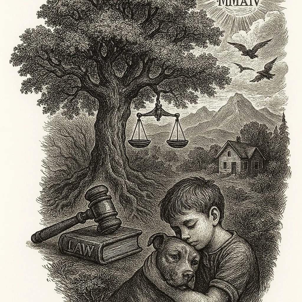 Illustrative Sleeve Tattoo Featuring Oak Tree, Justice, and Childhood Healing