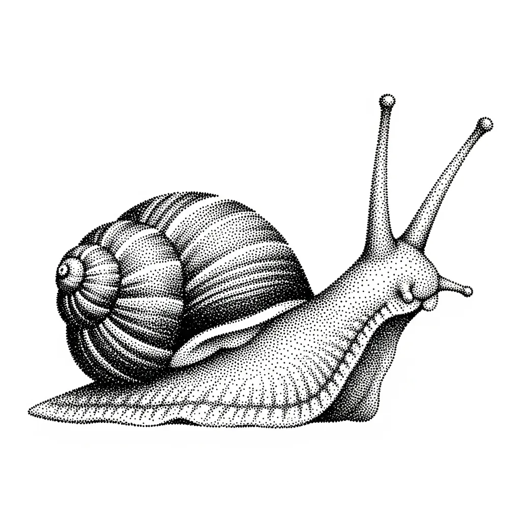 Cool Dotwork Snail Tattoo Design