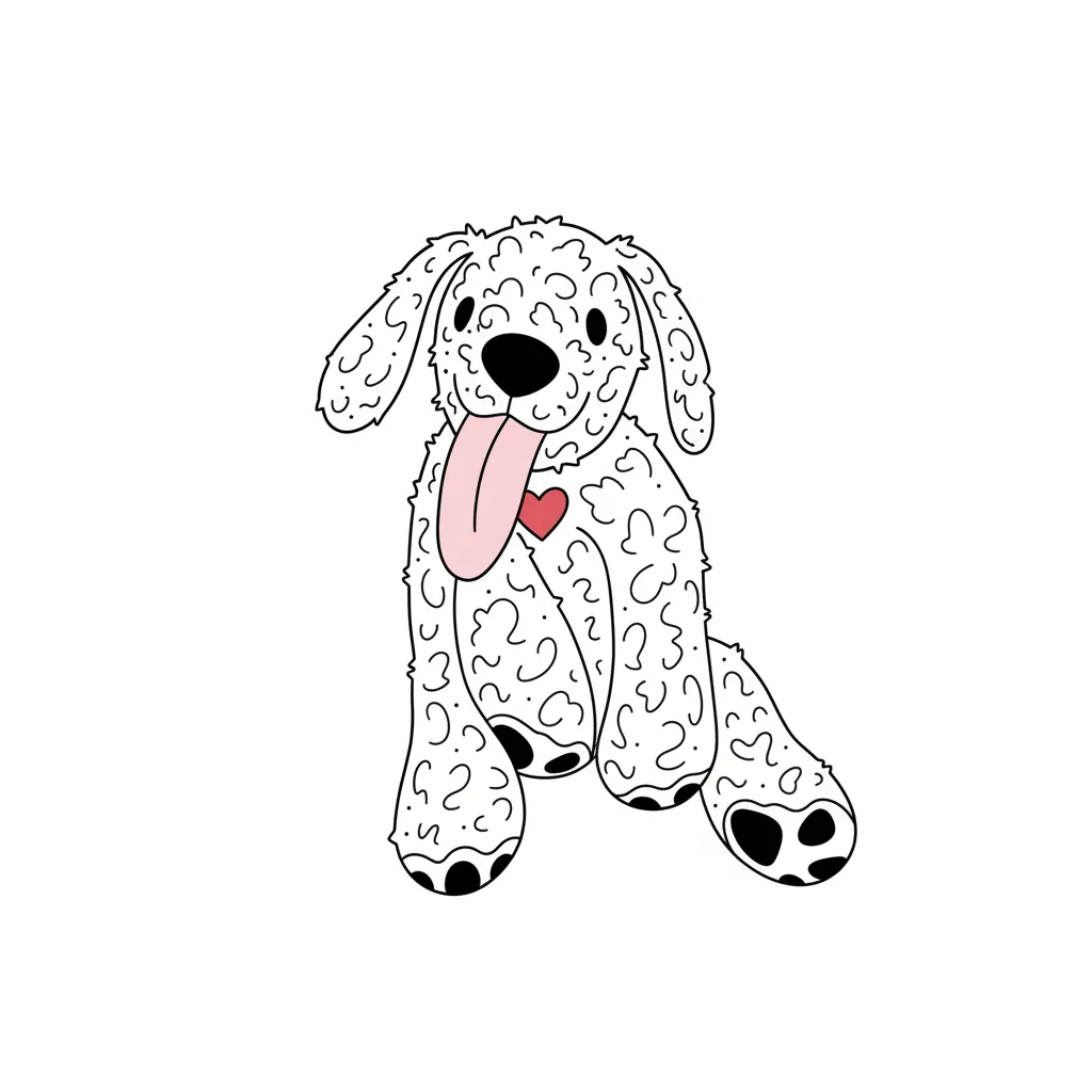 Minimalist Cute Dog Tattoo Design with Heart Detail