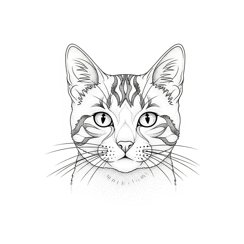 Fine Line Cat Tattoo Design
