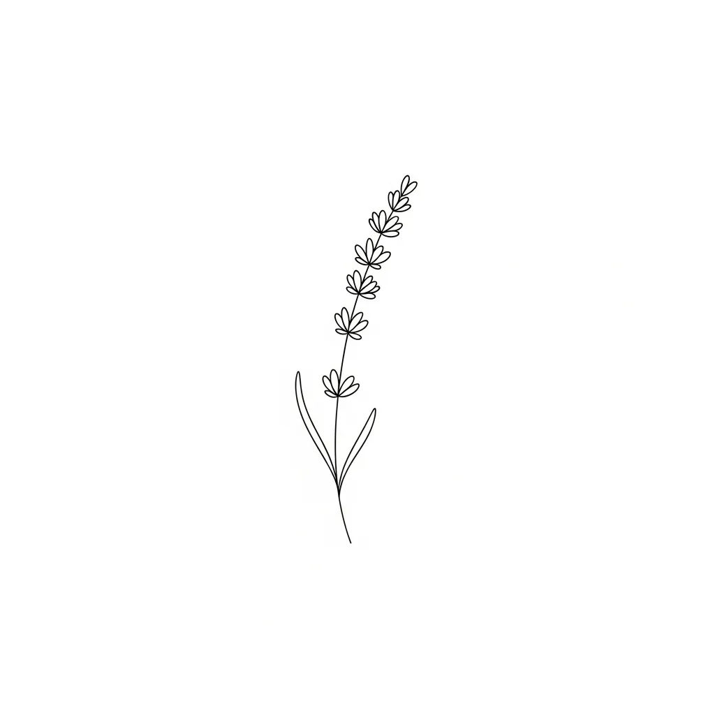 Minimalist Lavender Sprig Fine Line Tattoo Design